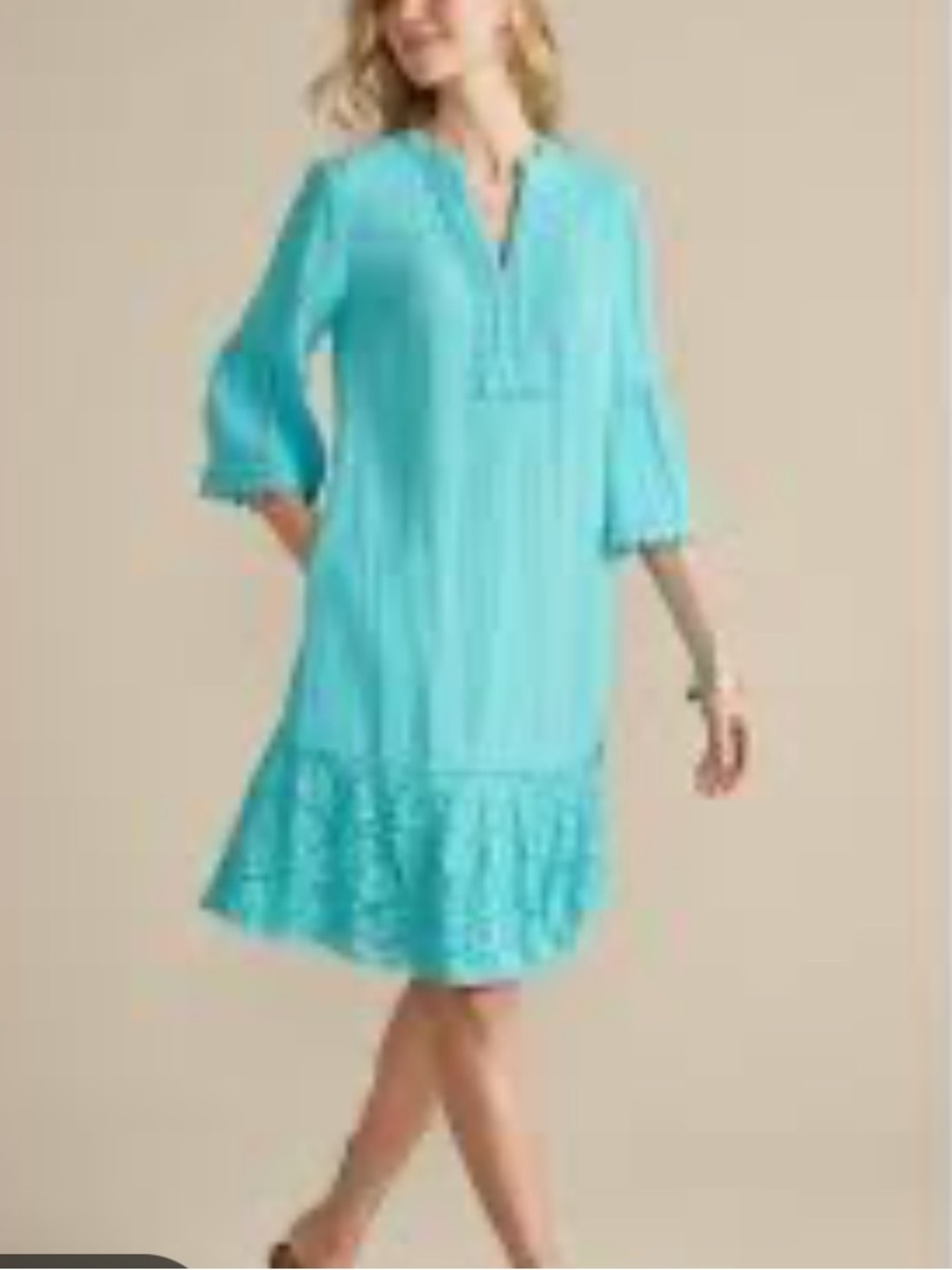 Soft Surroundings dress Hawaiian Aqua Gauze Short small.
